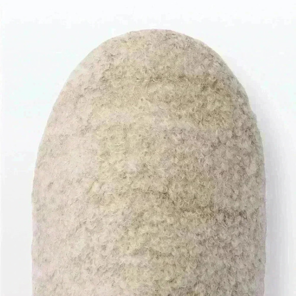 Wool boa room boots beige and gray Large slippers - Picture 7 of 11